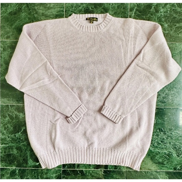 VINTAGE 1990s LORO PIANA THICK CASHMERE SWEATER CREWNECK LAVENDER PURPLE XL 54 - Picture 8 of 9